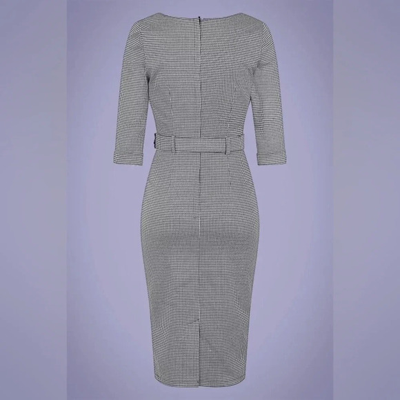 COLLECTIF London 50s Katya Houndstooth Pencil Dress, Black/White, Size 10, NWOT - Picture 7 of 8